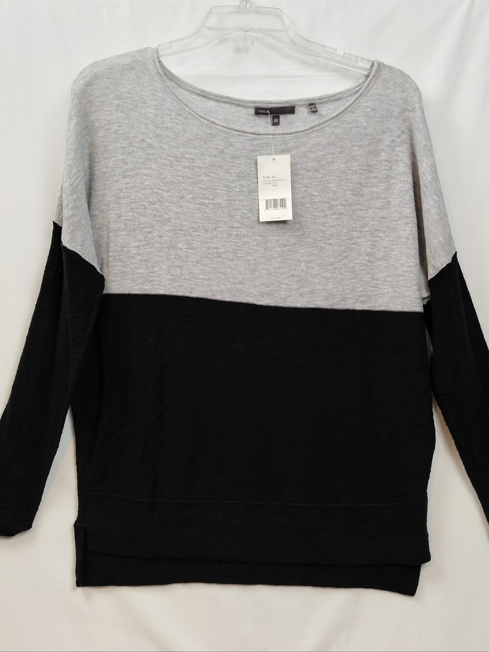 Vince Relaxed Boat Neck Cotton Knit Top Size XS NWT Colorblock